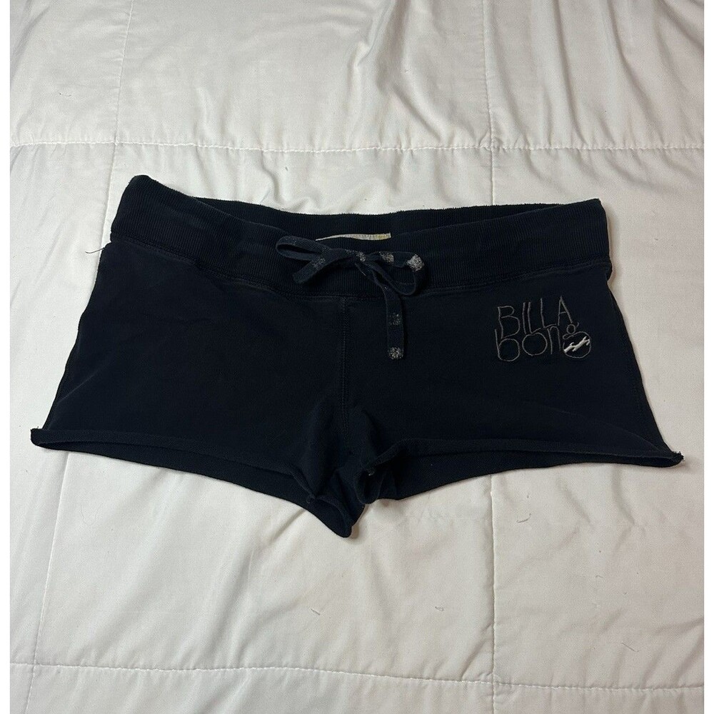 Women’s Y2K Billabong Cut Off Low Rise Black Mini Booty Shorts Sz S VTG Grunge